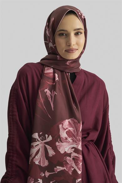 EFLİN MULBERRY İPEK ŞAL 70*190 CM - BORDO