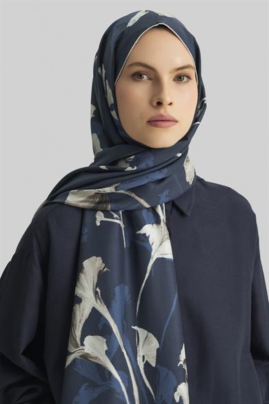 EFLİN MULBERRY İPEK ŞAL 70*190 CM - LACİVERT