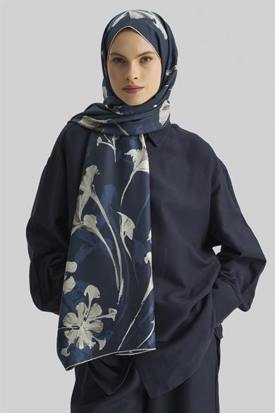 EFLİN MULBERRY İPEK ŞAL 70*190 CM - LACİVERT