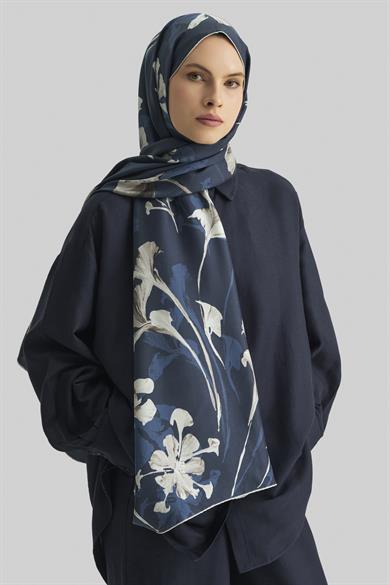 EFLİN MULBERRY İPEK ŞAL 70*190 CM - LACİVERT