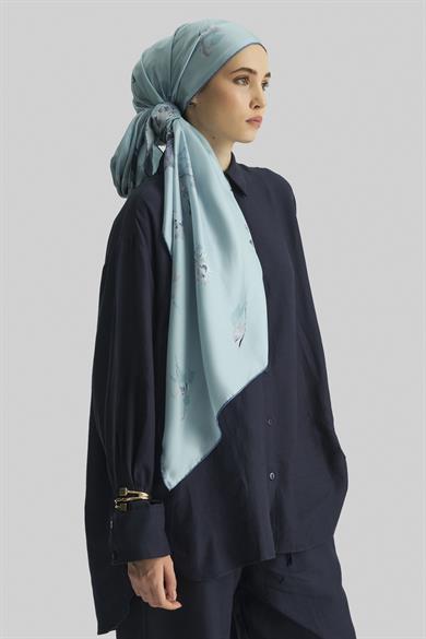 EFLİN MULBERRY İPEK ŞAL 70*190 CM - MAVİ