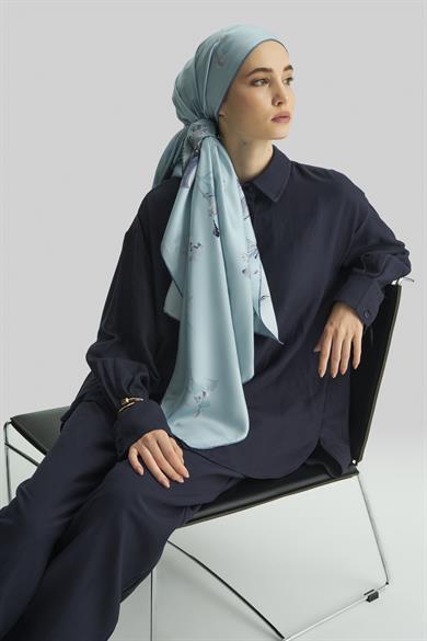 EFLİN MULBERRY İPEK ŞAL 70*190 CM - MAVİ