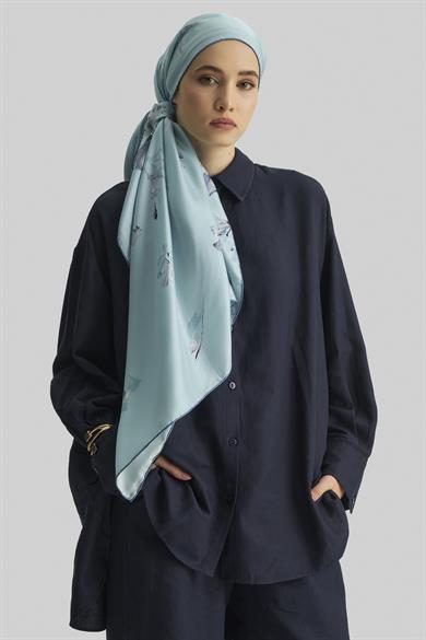 EFLİN MULBERRY İPEK ŞAL 70*190 CM - MAVİ