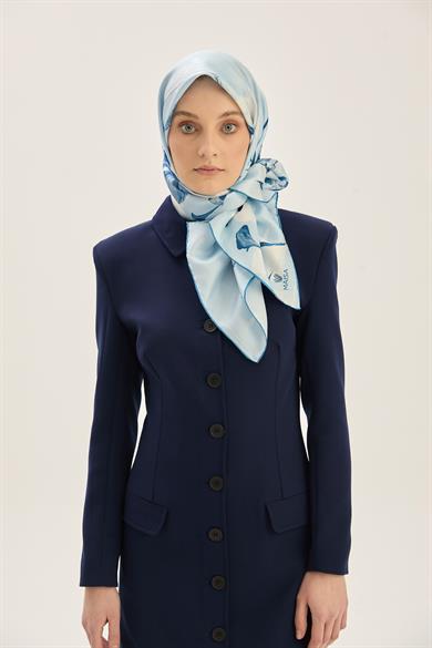EFLİN TİVİL İPEK EŞARP 90*90 CM - AÇIK MAVİ
