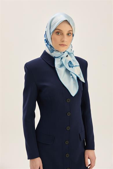 EFLİN TİVİL İPEK EŞARP 90*90 CM - AÇIK MAVİ