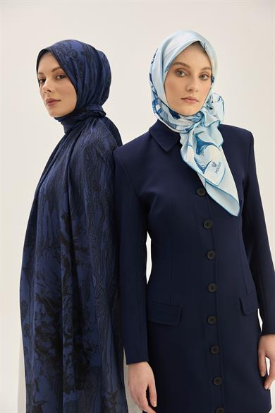 EFLİN TİVİL İPEK EŞARP 90*90 CM - AÇIK MAVİ