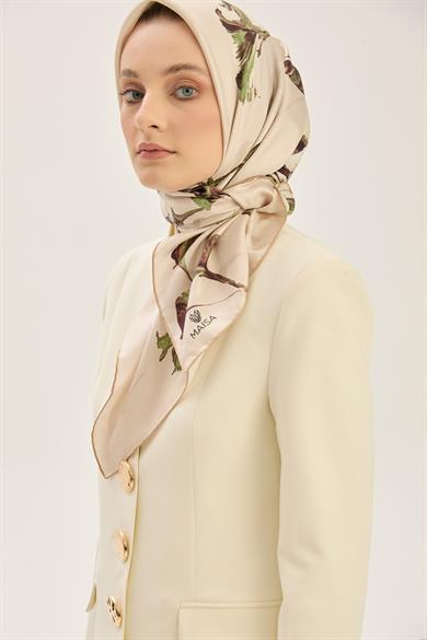 EFLİN TİVİL İPEK EŞARP 90*90 CM - BEJ