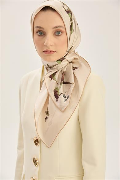 EFLİN TİVİL İPEK EŞARP 90*90 CM - BEJ