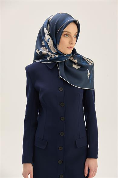 EFLİN TİVİL İPEK EŞARP 90*90 CM - LACİVERT