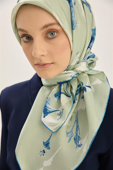 EFLİN TİVİL İPEK EŞARP 90*90 CM - MAVİ