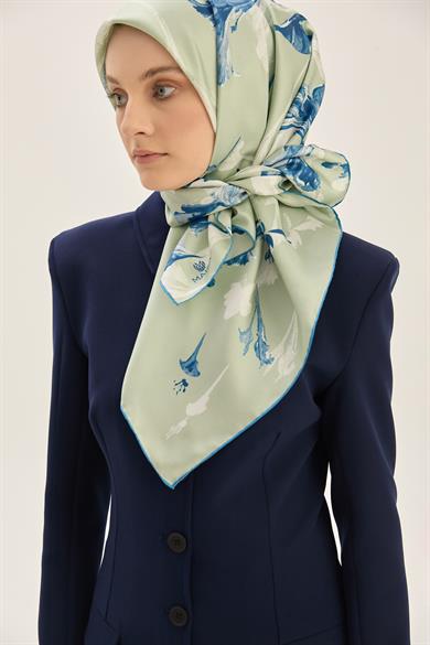 EFLİN TİVİL İPEK EŞARP 90*90 CM - MAVİ