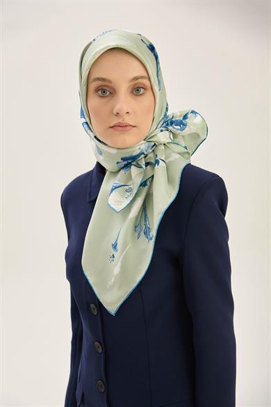 EFLİN TİVİL İPEK EŞARP 90*90 CM - MAVİ