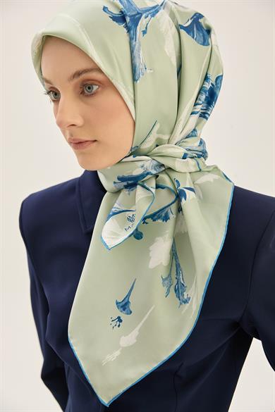 EFLİN TİVİL İPEK EŞARP 90*90 CM - MAVİ