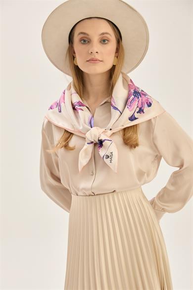 EFLİN TİVİL İPEK EŞARP 90*90 CM - MOR