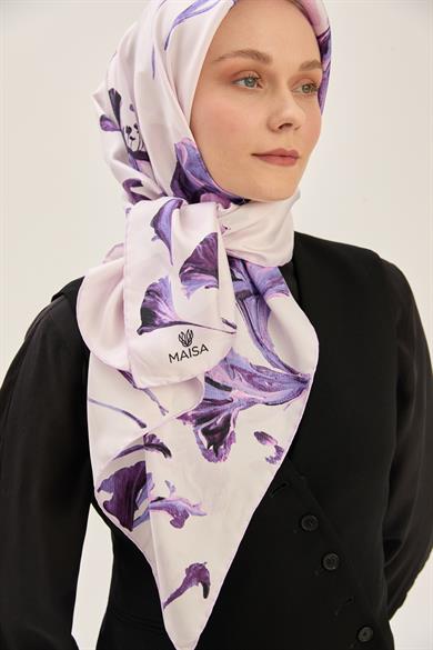 EFLİN TİVİL İPEK EŞARP 90*90 CM - MOR