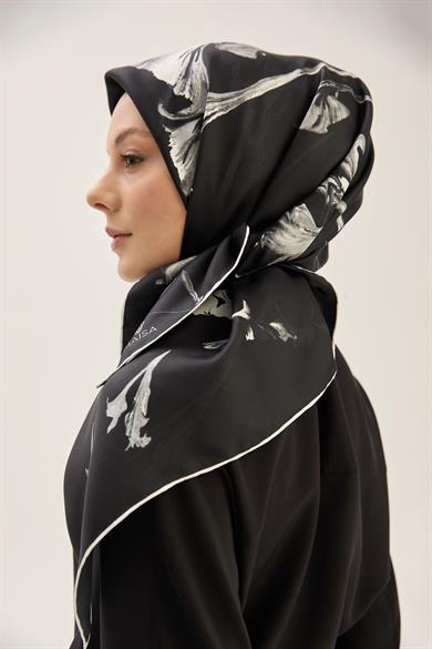 EFLİN TİVİL İPEK EŞARP 90*90 CM - SİYAH