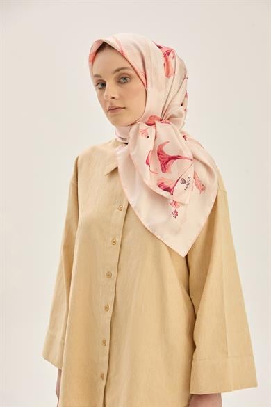 EFLİN TİVİL İPEK EŞARP 90*90 CM - TURUNCU