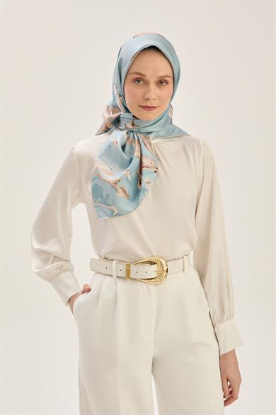 EFLİN TİVİL İPEK EŞARP 90*90 CM - VİZON