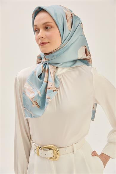 EFLİN TİVİL İPEK EŞARP 90*90 CM - VİZON
