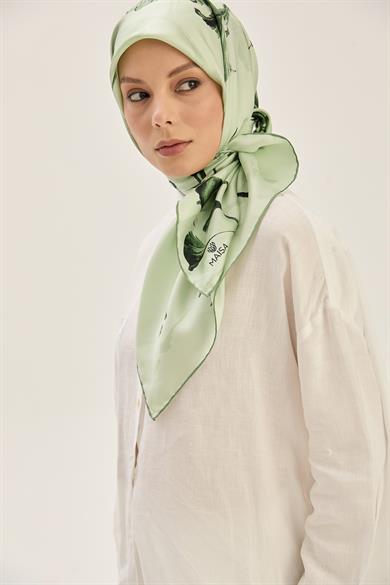 EFLİN TİVİL İPEK EŞARP 90*90 CM -  YEŞİL