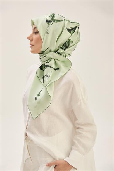 EFLİN TİVİL İPEK EŞARP 90*90 CM -  YEŞİL
