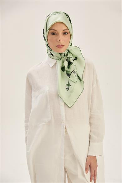 EFLİN TİVİL İPEK EŞARP 90*90 CM -  YEŞİL