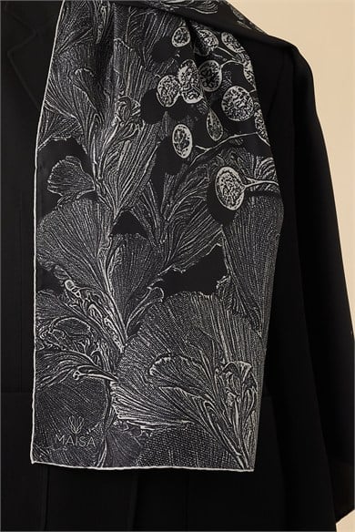 EFNA MULBERRY İPEK ŞAL 70*190 CM - SİYAH