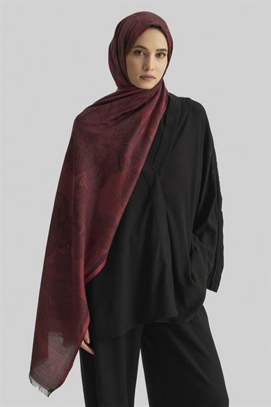 EFRAZ PAMUK İPEK ŞAL-KIRMIZI