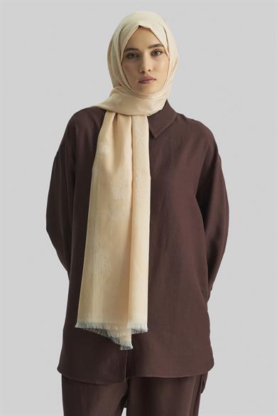 EFRAZ PAMUK İPEK ŞAL-KREM