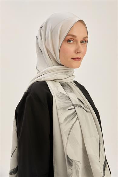 EFZA KREP İPEK ŞAL 70*190 CM - GRİ
