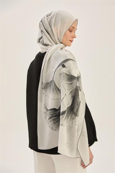EFZA KREP İPEK ŞAL 70*190 CM - GRİ