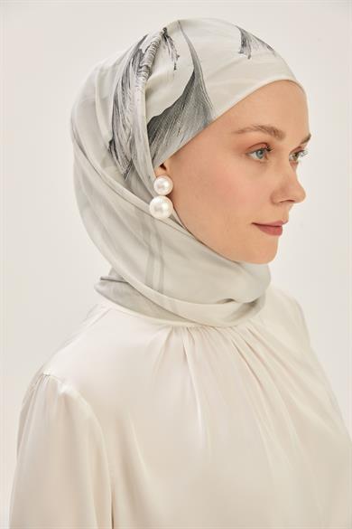 EFZA KREP İPEK ŞAL 70*190 CM - GRİ