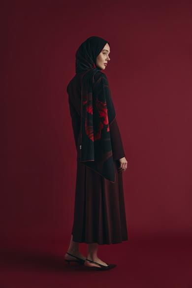EFZA KREP İPEK ŞAL 70*190 CM - KIRMIZI