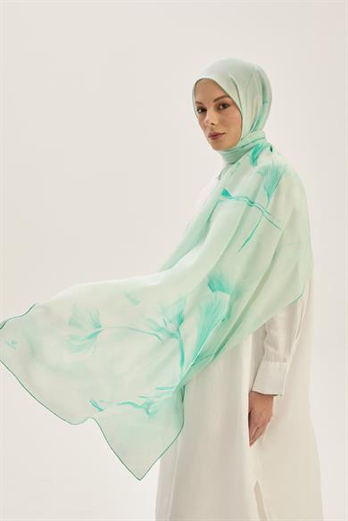 EFZA KREP İPEK ŞAL 70*190 CM - MİNT YEŞİLİ