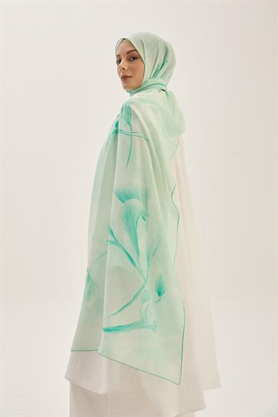 EFZA KREP İPEK ŞAL 70*190 CM - MİNT YEŞİLİ