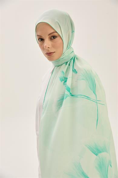 EFZA KREP İPEK ŞAL 70*190 CM - MİNT YEŞİLİ