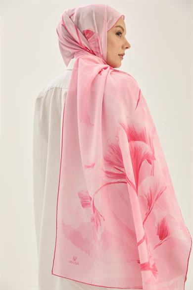 EFZA KREP İPEK ŞAL 70*190 CM - PEMBE