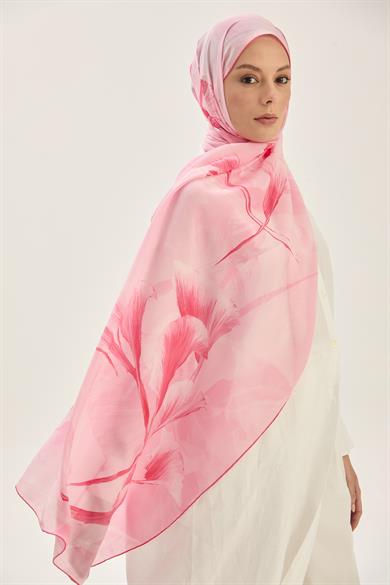 EFZA KREP İPEK ŞAL 70*190 CM - PEMBE