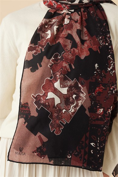 ELAN YÜN İPEK KAŞMİR ŞAL 70*200 CM - BORDO