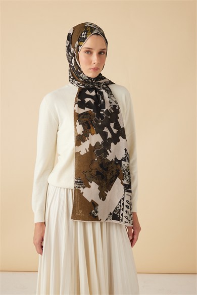 ELAN YÜN İPEK KAŞMİR ŞAL 70*200 CM - HARDAL