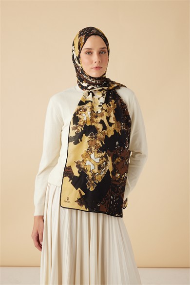 ELAN YÜN İPEK KAŞMİR ŞAL 70*200 CM - KAHVERENGİ