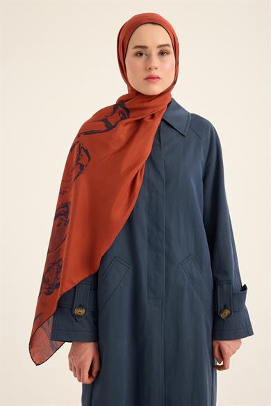 EVA PAMUK İPEK ŞAL 70*190 CM - KIRMIZI
