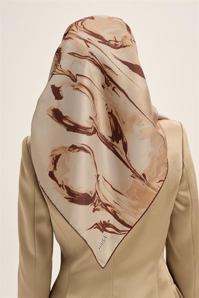 EVA TİVİL İPEK EŞARP 90*90 CM - CAMEL