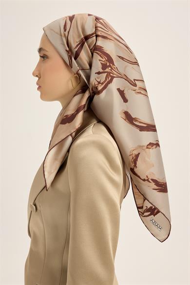 EVA TİVİL İPEK EŞARP 90*90 CM - CAMEL