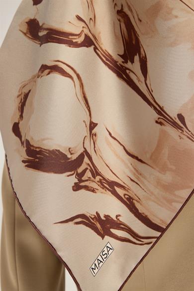 EVA TİVİL İPEK EŞARP 90*90 CM - CAMEL