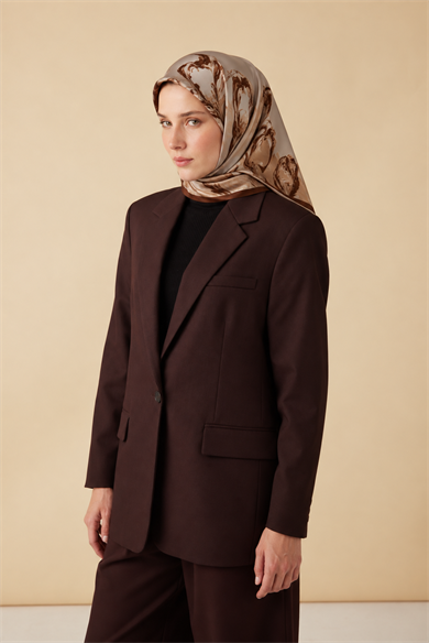EVA TİVİL İPEK EŞARP 90*90 CM - CAMEL