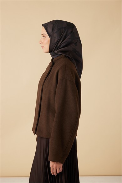 EVA TİVİL İPEK EŞARP 90*90 CM - KAHVERENGİ