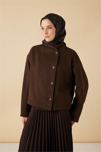 EVA TİVİL İPEK EŞARP 90*90 CM - KAHVERENGİ