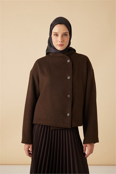 EVA TİVİL İPEK EŞARP 90*90 CM - KAHVERENGİ