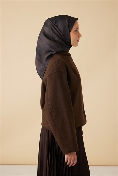 EVA TİVİL İPEK EŞARP 90*90 CM - KAHVERENGİ